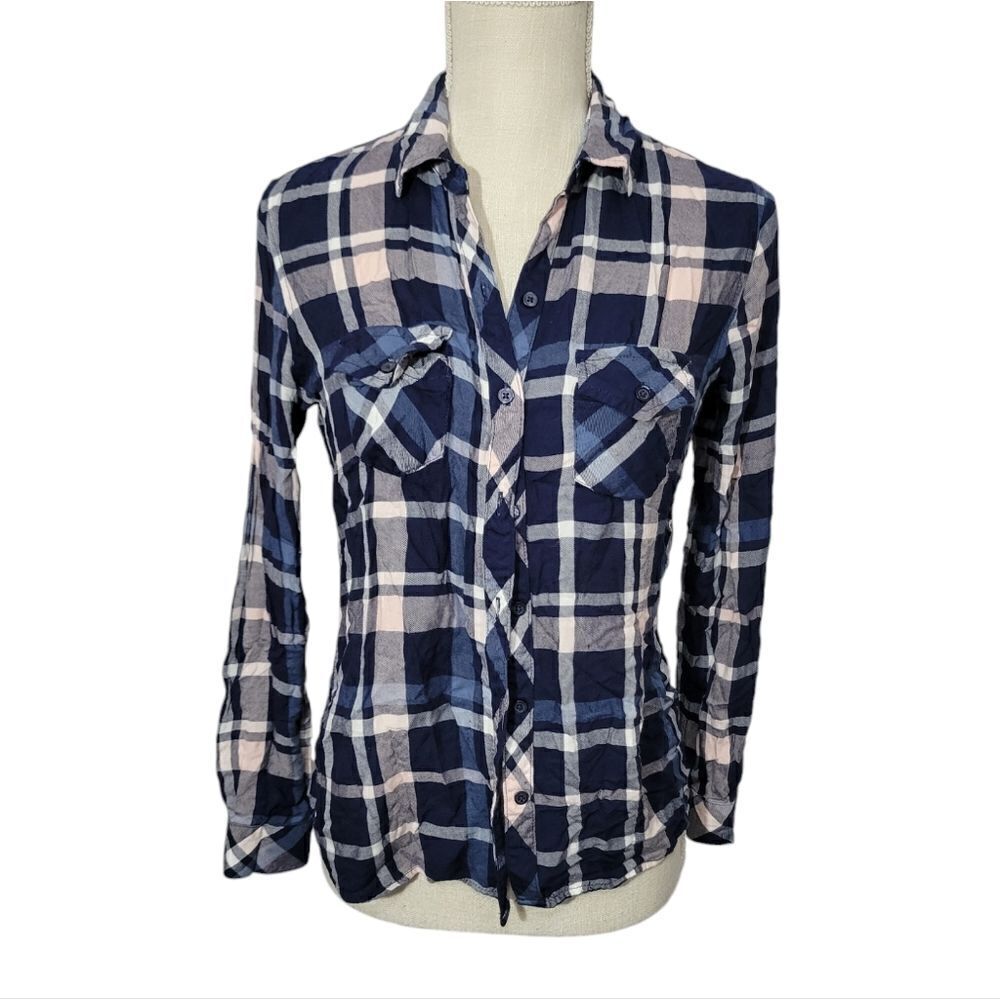 Maison jules plaid button up shirt